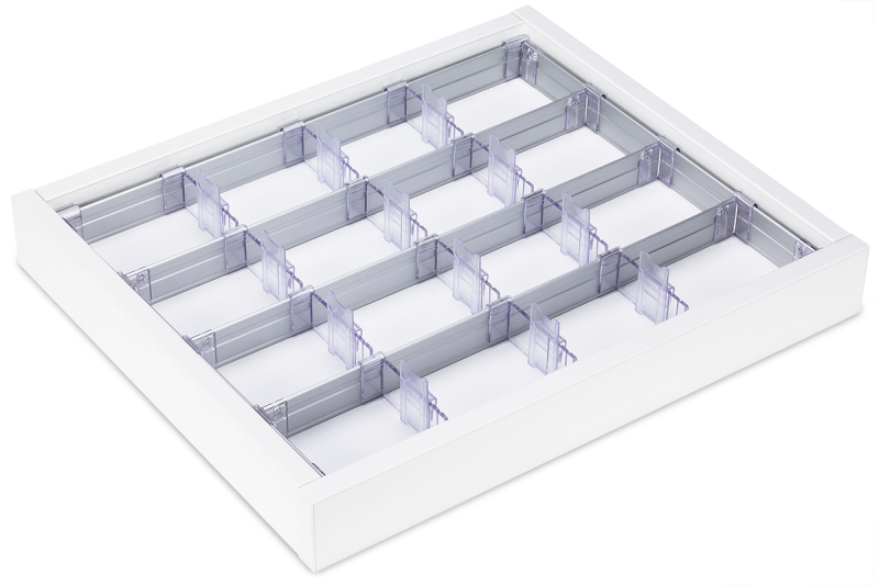 Dividers for drawer, 4 lanes with insert