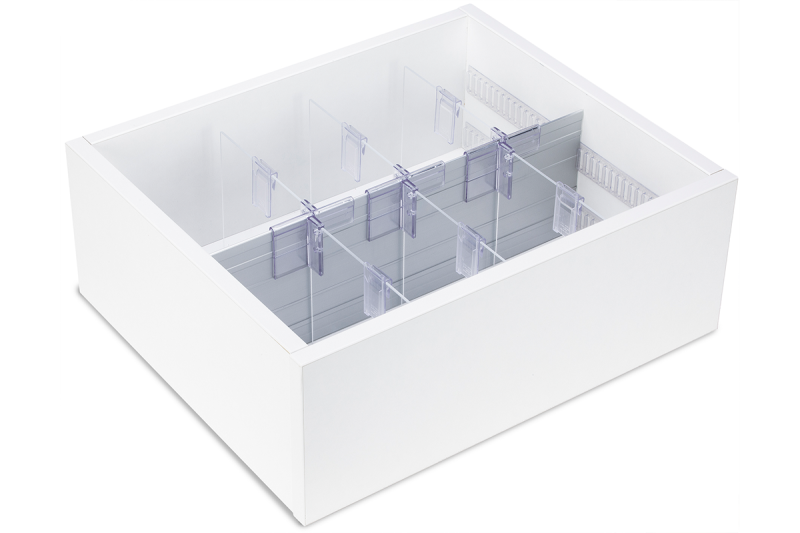 Dividers for drawer, 2 lanes with slotted rail holder