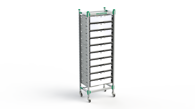 FlexShelf Mobile unit with standard tray organizer
