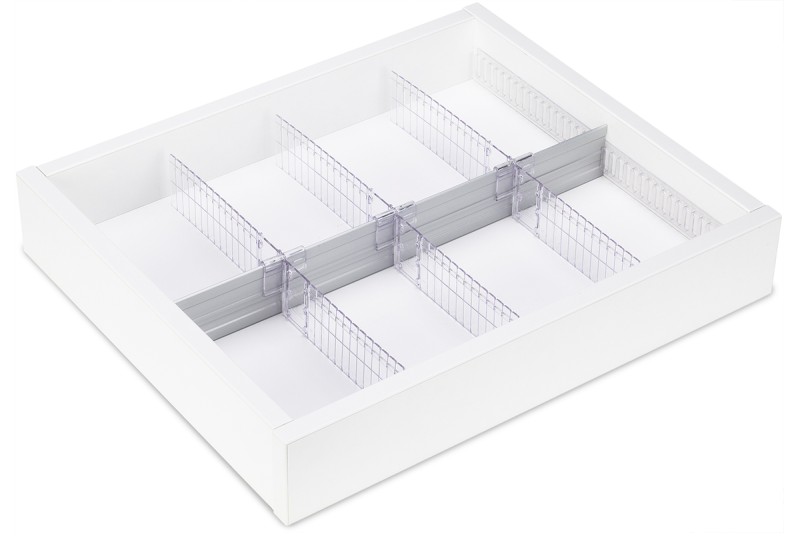 Dividers for drawer, 2 lanes with slotted rail holder